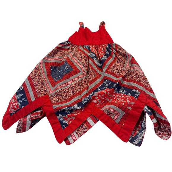 Heartworks Other - Heartworks Baby Girl 24M Red Handkerchief Dress Sleeveless Floral Patchwork